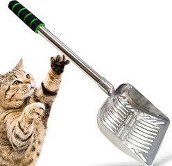 SunGrow Cat Long Handle Metal Scoop for Clumping Clay Litter & Poop Picker Upper slide 2 of 6