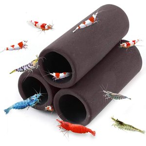 SunGrow Ceramic Shrimp & Betta Fish Hides for Aquarium, Breeding & Spawning Tube Tunnel, 3 count