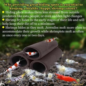 SunGrow Ceramic Shrimp & Betta Fish Hides for Aquarium, Breeding & Spawning Tube Tunnel, 3 count