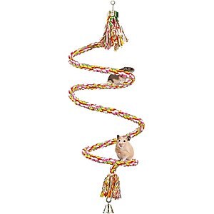 SunGrow Cockatiel & Parakeet Cotton Rope Perch for Bird Cages, Rat & Small Animal Climbing Accessories