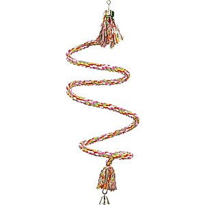 SunGrow Cockatiel & Parakeet Cotton Rope Perch for Bird Cages, Rat & Small Animal Climbing Accessories