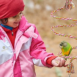 SunGrow Cockatiel & Parakeet Cotton Rope Perch for Bird Cages, Rat & Small Animal Climbing Accessories