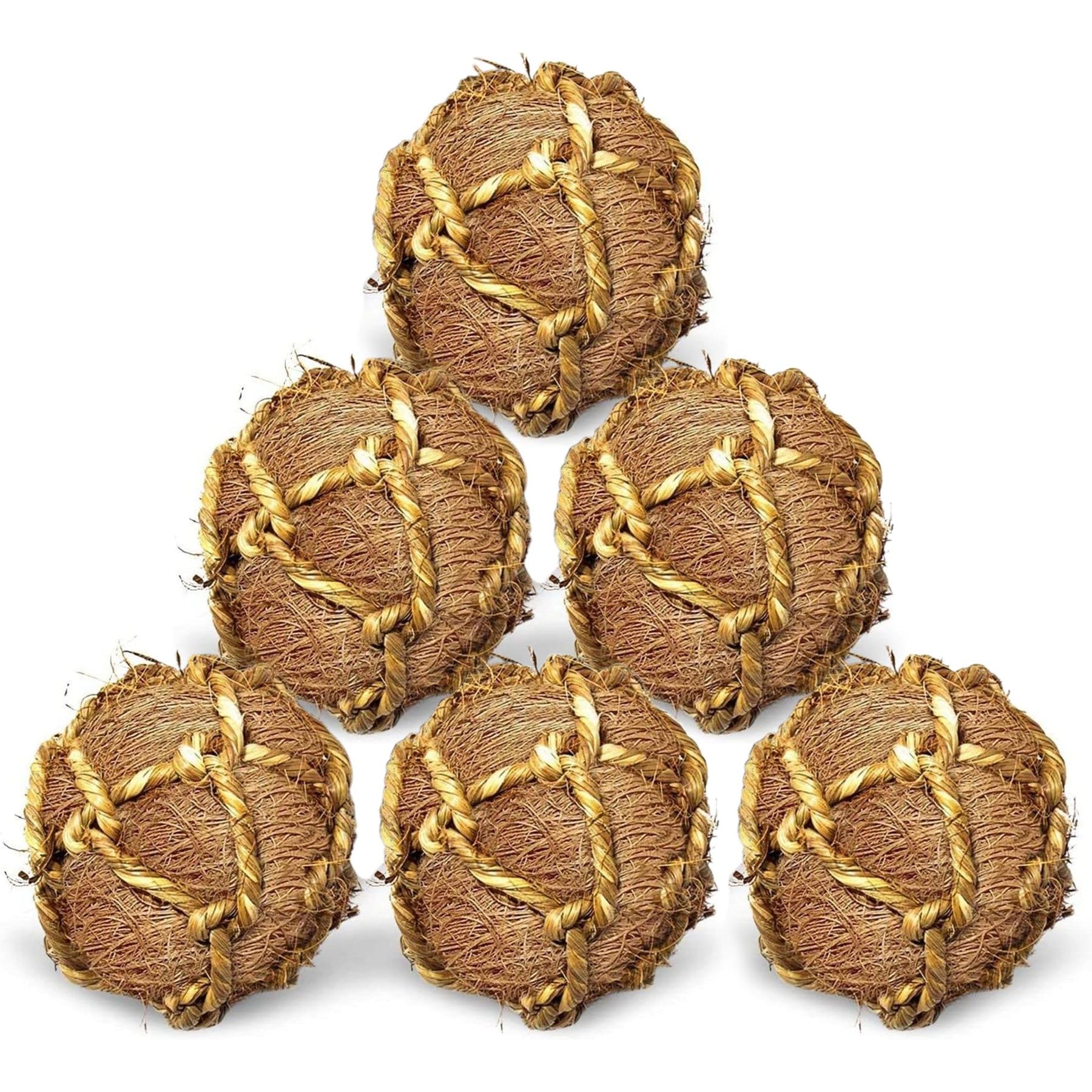 SunGrow Coconut Fiber Rabbit & Guinea Pigs Chew & Exercise Balls Teeth Grinding Treats, 6 count
