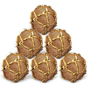 SunGrow Coconut Fiber Rabbit & Guinea Pigs Chew & Exercise Balls Teeth Grinding Treats, 6 count