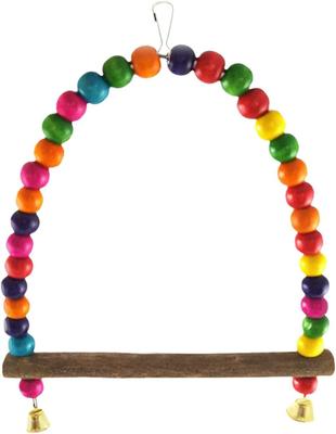 Show full view: SunGrow Colorful Beaded Parakeet Bird Swing & Perch Stand with Mini Bells Cage Accessories slide 2 of 7
