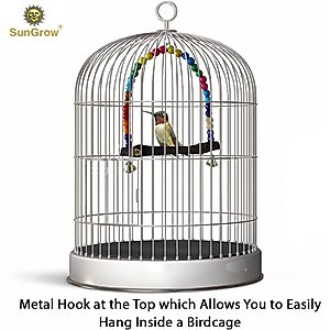 SunGrow Colorful Beaded Parakeet Bird Swing & Perch Stand with Mini Bells Cage Accessories