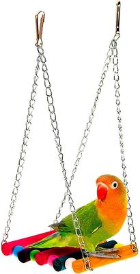 Show full view: SunGrow Colorful Wooden Parakeet & Budgie Bird Cage Hanging Hammock Swing & Perch slide 1 of 7