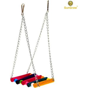 SunGrow Colorful Wooden Parakeet & Budgie Bird Cage Hanging Hammock Swing & Perch