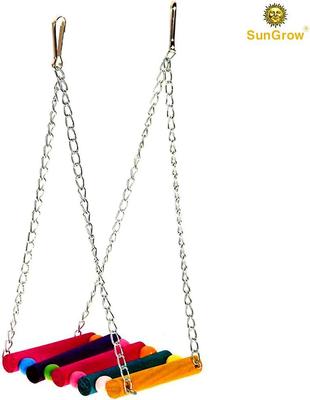 Show full view: SunGrow Colorful Wooden Parakeet & Budgie Bird Cage Hanging Hammock Swing & Perch slide 2 of 7