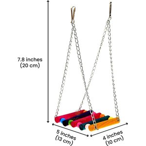 SunGrow Colorful Wooden Parakeet & Budgie Bird Cage Hanging Hammock Swing & Perch