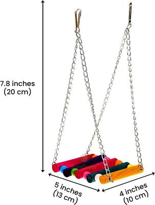 Show full view: SunGrow Colorful Wooden Parakeet & Budgie Bird Cage Hanging Hammock Swing & Perch slide 6 of 7