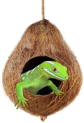 SunGrow Crested & Leopard Gecko Coconut Hide, Humid Cave for Frog, Reptile & Amphibian
