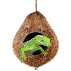 SunGrow Crested & Leopard Gecko Coconut Hide, Humid Cave for Frog, Reptile & Amphibian