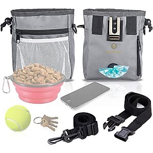SunGrow Dog & Bird Training & Travel Treat Pouch Bag, Gray