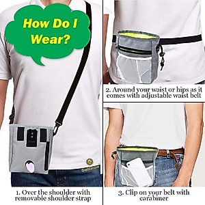 SunGrow Dog & Bird Training & Travel Treat Pouch Bag, Gray
