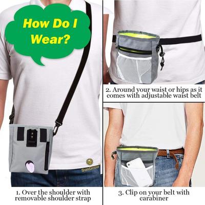 Show full view: SunGrow Dog & Bird Training & Travel Treat Pouch Bag, Gray slide 6 of 9