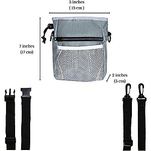 SunGrow Dog & Bird Training & Travel Treat Pouch Bag, Gray