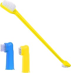 SunGrow Dog & Cat Stick & Finger Toothbrush Kit, Dental Care for Your Pets, Suitable for Ferrets, 3 Count