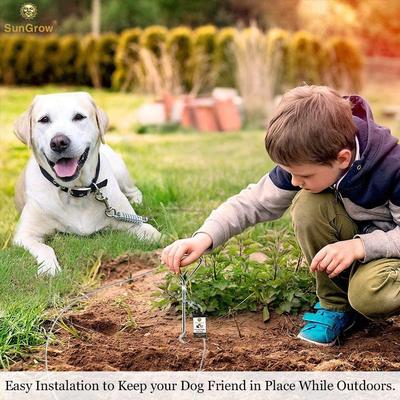 Show full view: SunGrow Dog Tie Out Cable Stake, Escape Proof for Outside Training & Camping Gear slide 6 of 7