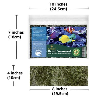 Show full view: SunGrow Dried Green Seaweed Sheets Snack for Betta & Hermit Crab, Veggie Fish Food Supplement slide 7 of 7