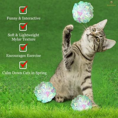 Show full view: SunGrow Entertainment Clear Mylar Indoor Cat & Ferret Crinkle Balls & Chase Toy, 2-in, 12 count slide 3 of 7