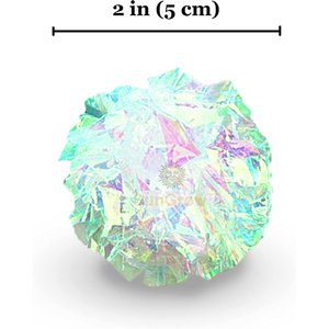 SunGrow Entertainment Clear Mylar Indoor Cat & Ferret Crinkle Balls & Chase Toy, 2-in, 12 count