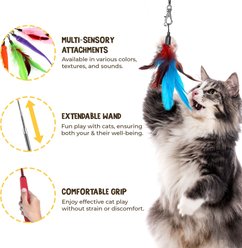 Vila Feather Teaser Wand & Fishing Pole Interactive Toy for Indoor Cat & Dog, 11 count slide 2 of 4