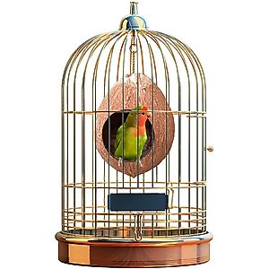 SunGrow Finch & Budgie Coconut Shell Breeding Nest & Seed Storage Bird House