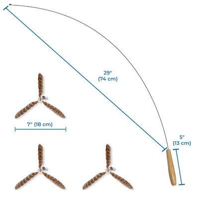 Show full view: SunGrow Fishing Pole Teaser Wand Cat Toy with 3 Feather Teasers slide 7 of 8