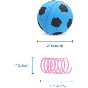 SunGrow Foam Soccer Ball & Bouncy Springs Variety Pack Cat & Ferret Fetch Play Interactive Toys, 20 count