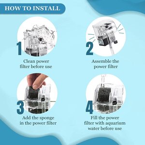 SunGrow Hang On Back Aquarium HOB Filter for Small Turtle & Betta Fish Tank Maintenance