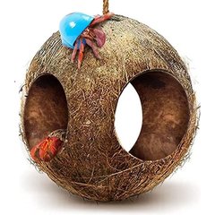 SunGrow Hanging Coconut Hide Hermit Crab & Crested Gecko Reptile Climbing Decor & Tank Accessories