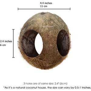SunGrow Hanging Coconut Hide Hermit Crab & Crested Gecko Reptile Climbing Decor & Tank Accessories