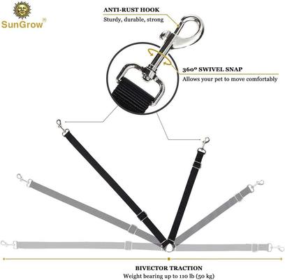 Show full view: SunGrow Adjustable Dual Leash Coupler 360 Swivel Splitter Dog Training Leash, Black, 16-24-inch slide 3 of 7