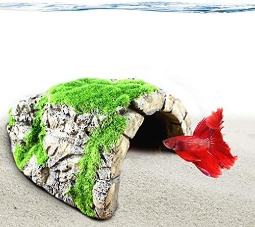 Show full view: SunGrow Hide & Climbing Resin Rock Cave with Artificial Moss Betta Fish Aquarium Decor slide 1 of 6