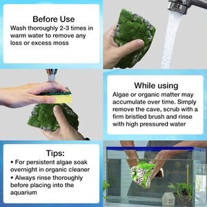 SunGrow Hide & Climbing Resin Rock Cave with Artificial Moss Betta Fish Aquarium Decor