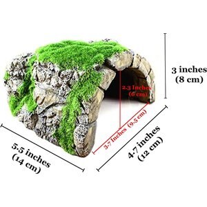 SunGrow Hide & Climbing Resin Rock Cave with Artificial Moss Betta Fish Aquarium Decor