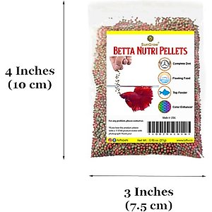 SunGrow High Protein Betta & Goldfish Floating Food Pellets Food, 0.95-oz bag