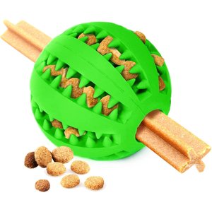 SunGrow Interactive Chew Ball Treat Dispenser Dog & Cat Teething Toy, 1 count