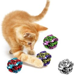 SunGrow Interactive Colorful Indoor Cat & Ferret Mylar Crinkle Balls & Chase Toy, 2-in, 24 count slide 2 of 7