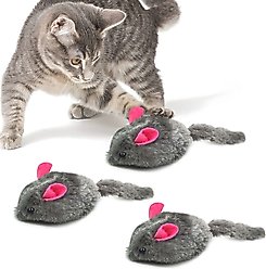 SunGrow Interactive Ferret & Cat Squeaky Mouse Plush & Kicker Toy for Indoor Fetch Play, 3 count