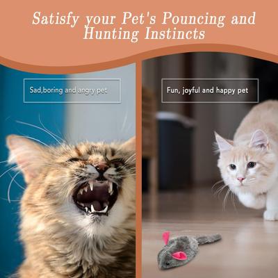 Show full view: SunGrow Interactive Ferret & Cat Squeaky Mouse Plush & Kicker Toy for Indoor Fetch Play, 3 count slide 4 of 7