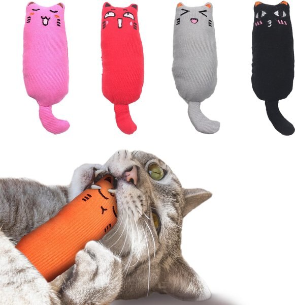Vila Interactive Fetch & Play Plush Cat Dental Chew Toy with Catnip, 5 count