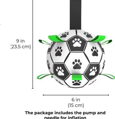 Show full view: SunGrow Interactive Outdoor Play Soccer Ball Dog Fetch Toy with Straps slide 4 of 5