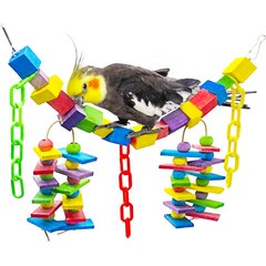 SunGrow Large Hammock Swing for Parrot & Cockatiel, Bridge Blocks Bird Toy