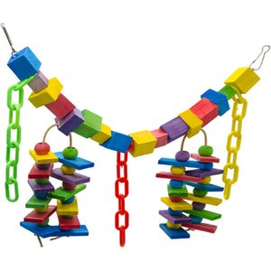 SunGrow Large Hammock Swing for Parrot & Cockatiel, Bridge Blocks Bird Toy