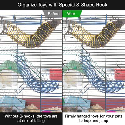 Show full view: SunGrow Metal S Hooks for Hanging Small Animal & Bird Cage Toys, Plants & Kitchen Utensils, 10 count slide 5 of 9