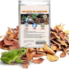 SunGrow Mini Catappa Frog & Gecko Leaf Litter, Bioactive Substrate for Reptile Vivarium, 50 count