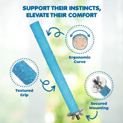 Show full view: SunGrow Nail & Beak Trimmer Sand Coated Wooden Bird Perch Stand, Blue, 8-in slide 7 of 10