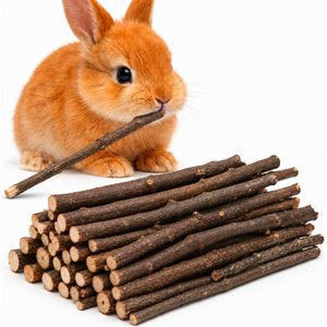SunGrow Natural Apple Snack Sticks for Rabbits & Guinea Pigs Dental Chew Treats, 7-oz bag, 40 count
